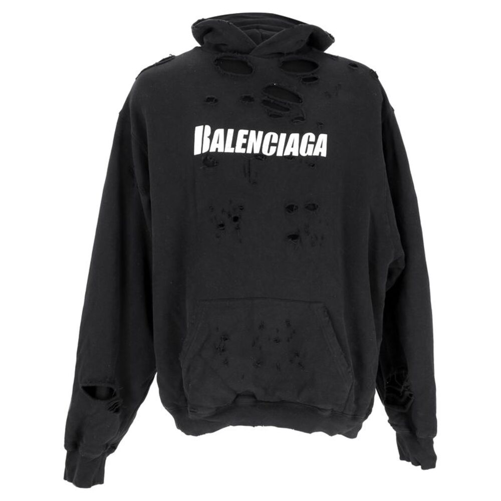Balenciaga Logo Destroyed hoodie in Black Cotton